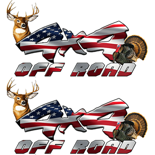 4x4 Turkey/Deer American Flag