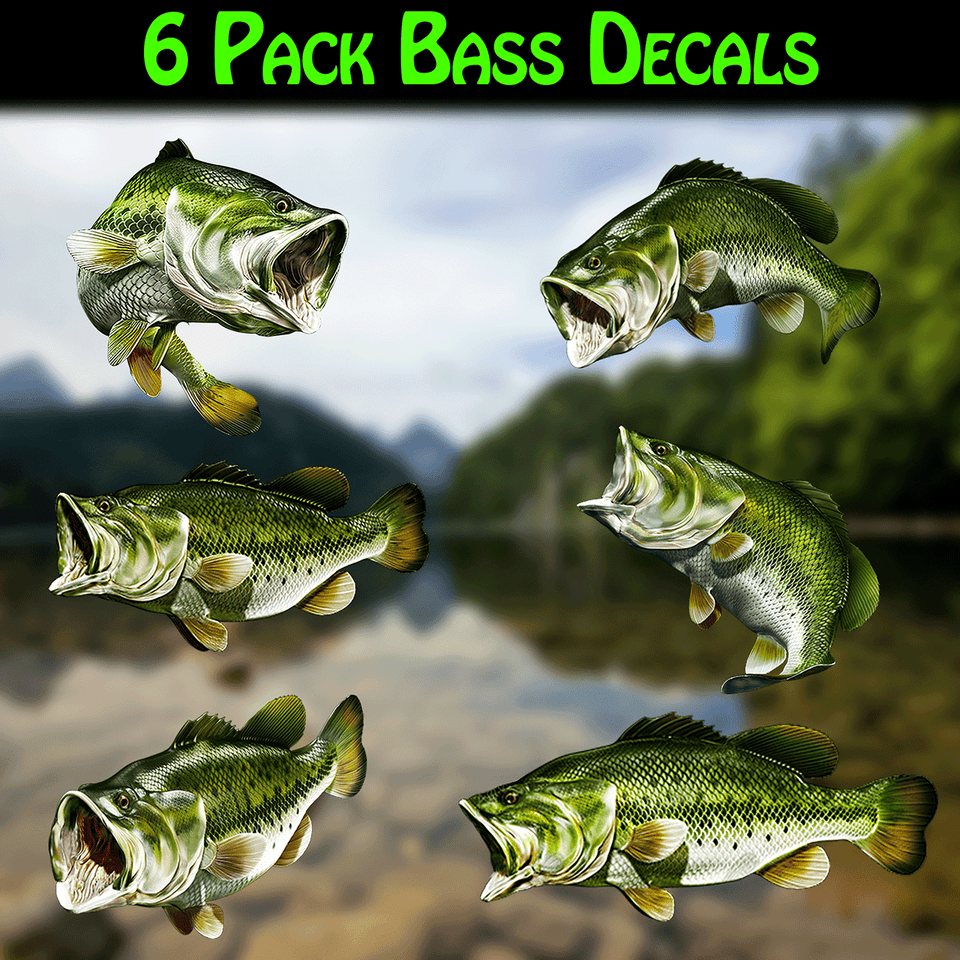 6 Pack Bass Decals