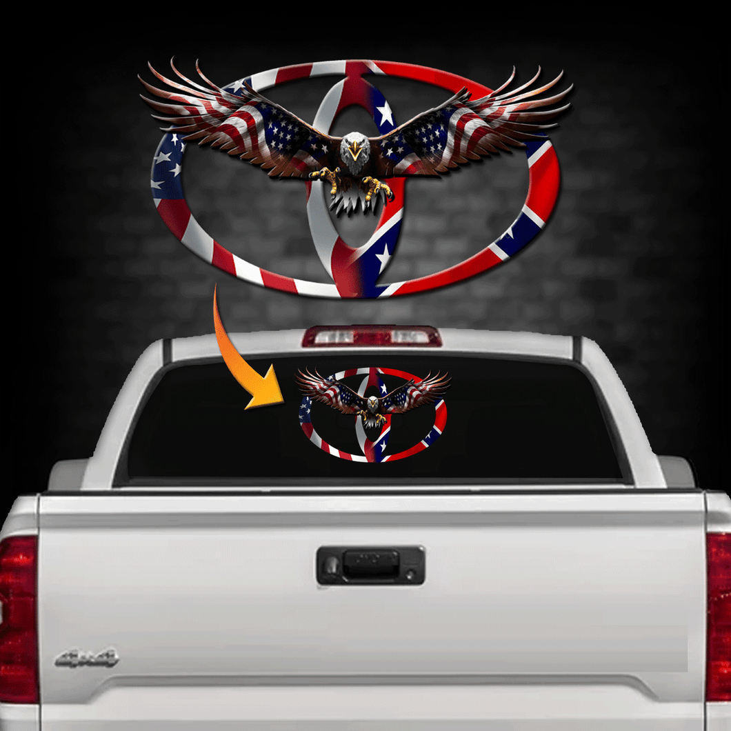 Toy.Dual Flag Back Window Decal